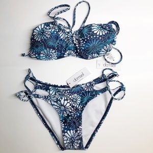 Damsel- Two piece bathing suit- floral and blue